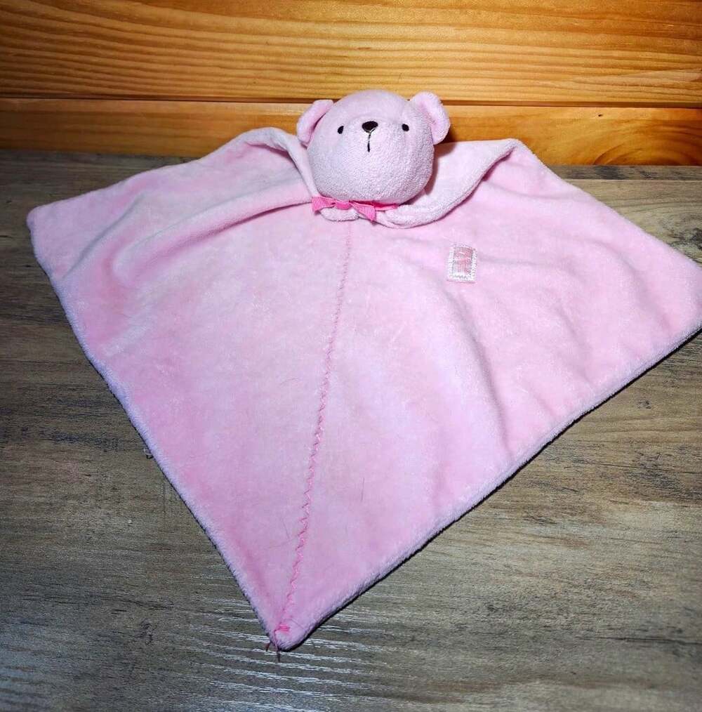 Precious Firsts Pink Bear Lovey Baby Security Blanket Nursery Bedding